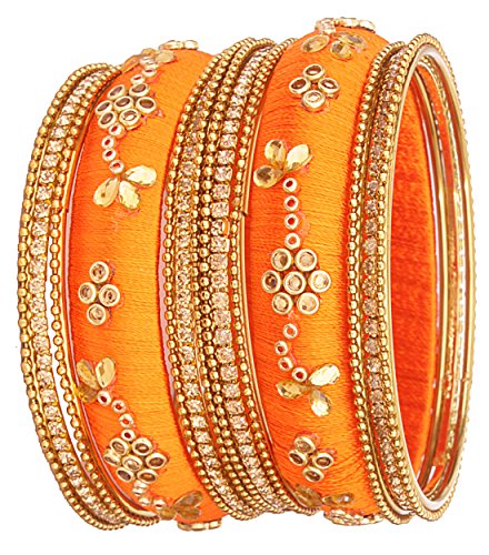 Image of NMII Get your traditions Valentine Gift for Girls & Women Silk Thread Bangle Set With Zircon For Womne & Girls
