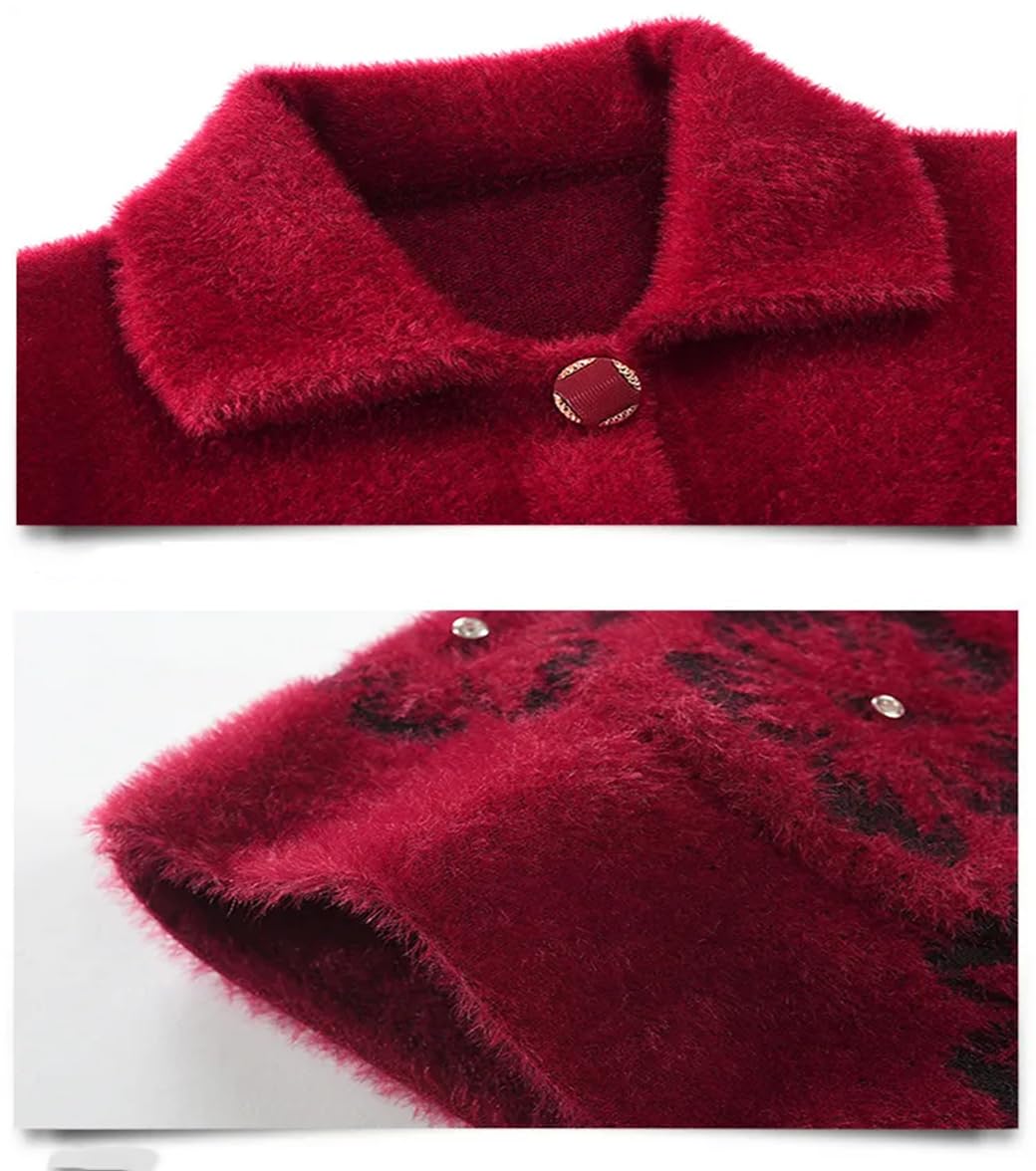 DBFBDTU Chaqueta de punto para mujer de mediana edad, chaqueta de punto suelto casual suéter madre abrigo