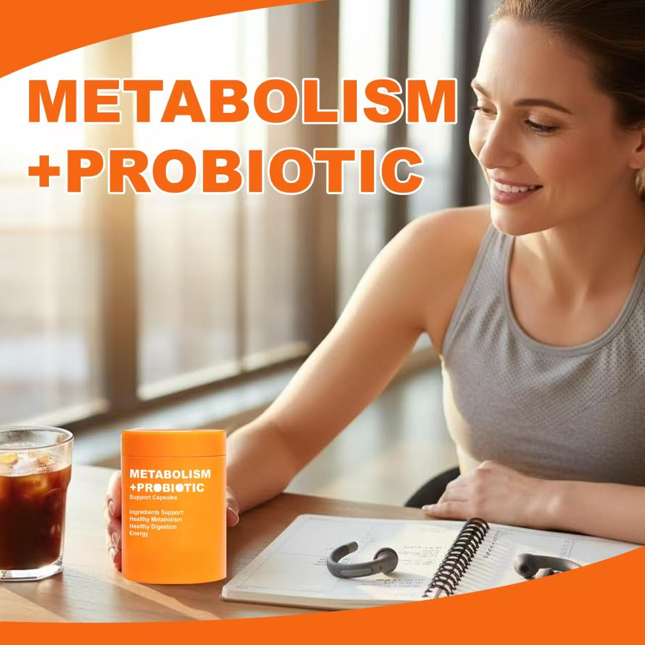 Métabolisme + Capsules de soutien probiotiques – Métabolisme, santé intestinale et énergie soutenue – avec extrait de grain de café vert et probiotiques ciblés
