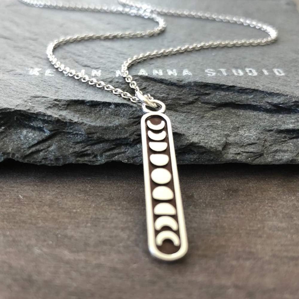 KEVIN N ANNA Sterling Silver Moon Phase Charm Necklace, 18" - Image 3