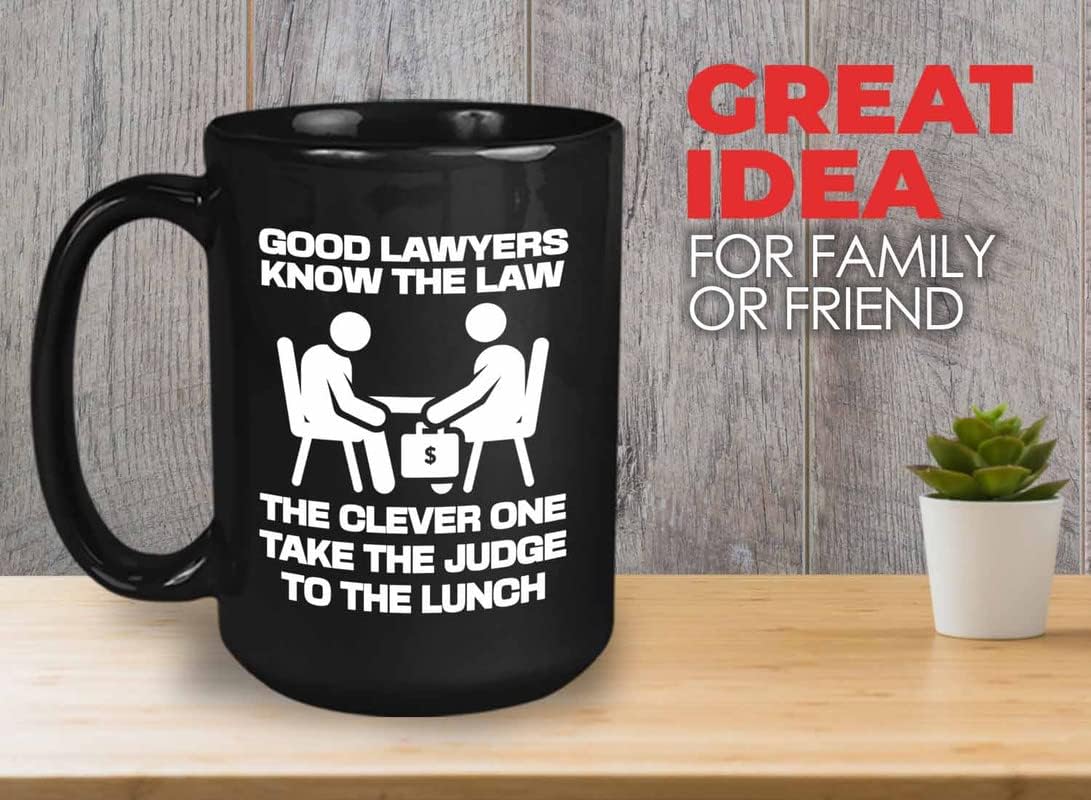 Lawyer Coffee Mug 15oz Black - Clever Take Judge Lunch - Graduation Court Law Firm Judge Case Son Daughter Legal Practitioner for Law Student Family Attorney Advocate Jury Prosecutor Defendant