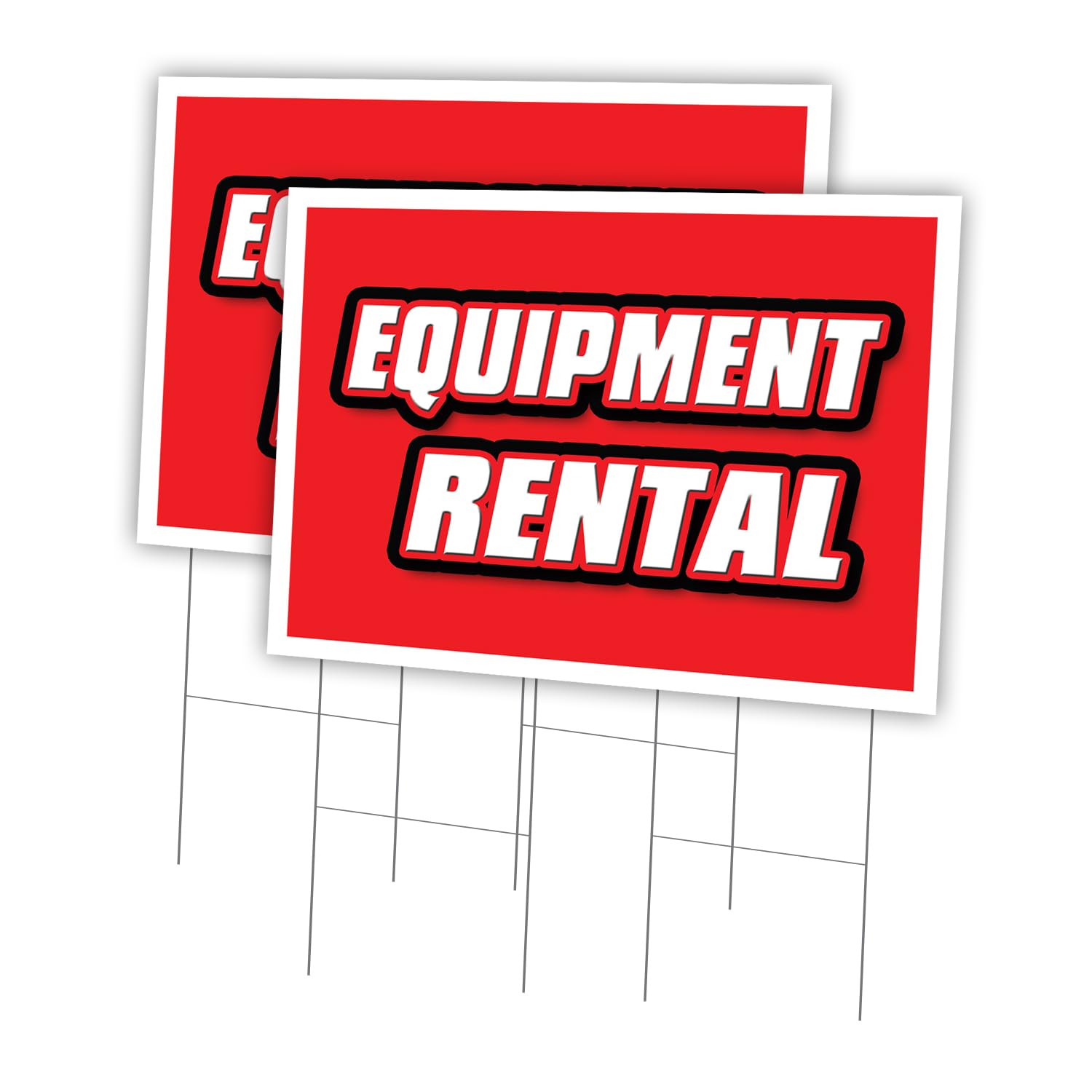 Equipment Rental 2 Pack of 24" x 36" Yard Sign & Stake | Advertise Your Business | Stake Included Image On Front Only | Made in The USA