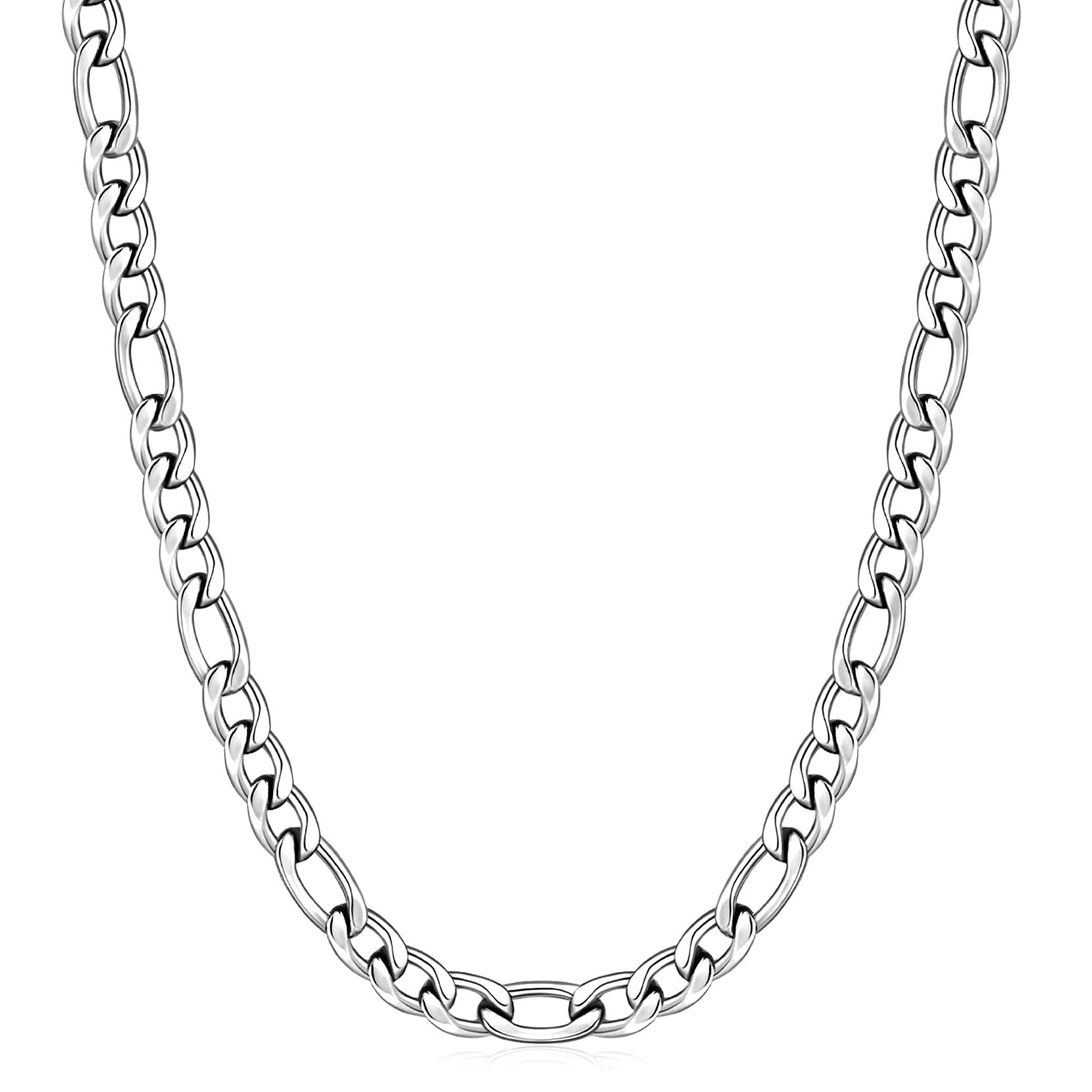 Fiusem Figaro Chains for Men Women, Silver Tone Mens Chain Necklaces, Wide 3.5/5/6/7/8/9.5mm Stainless Steel Chain Necklace for Men Women