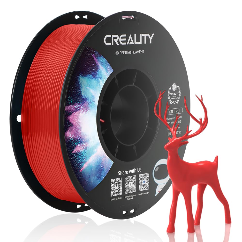 Official Creality Flexible TPU 3D Printer Filament 4KG, TPU 3D Printing Material 1.75mm 1kg, Dimensional Accuracy +/- 0.03 mm, 95A Shore Hardness Good Layer Bonding Performance