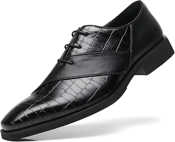 SANNAX Men’s Oxfords Formal Lace Up Dress Shoes, Classic Business Casual Leather Shoes for Men