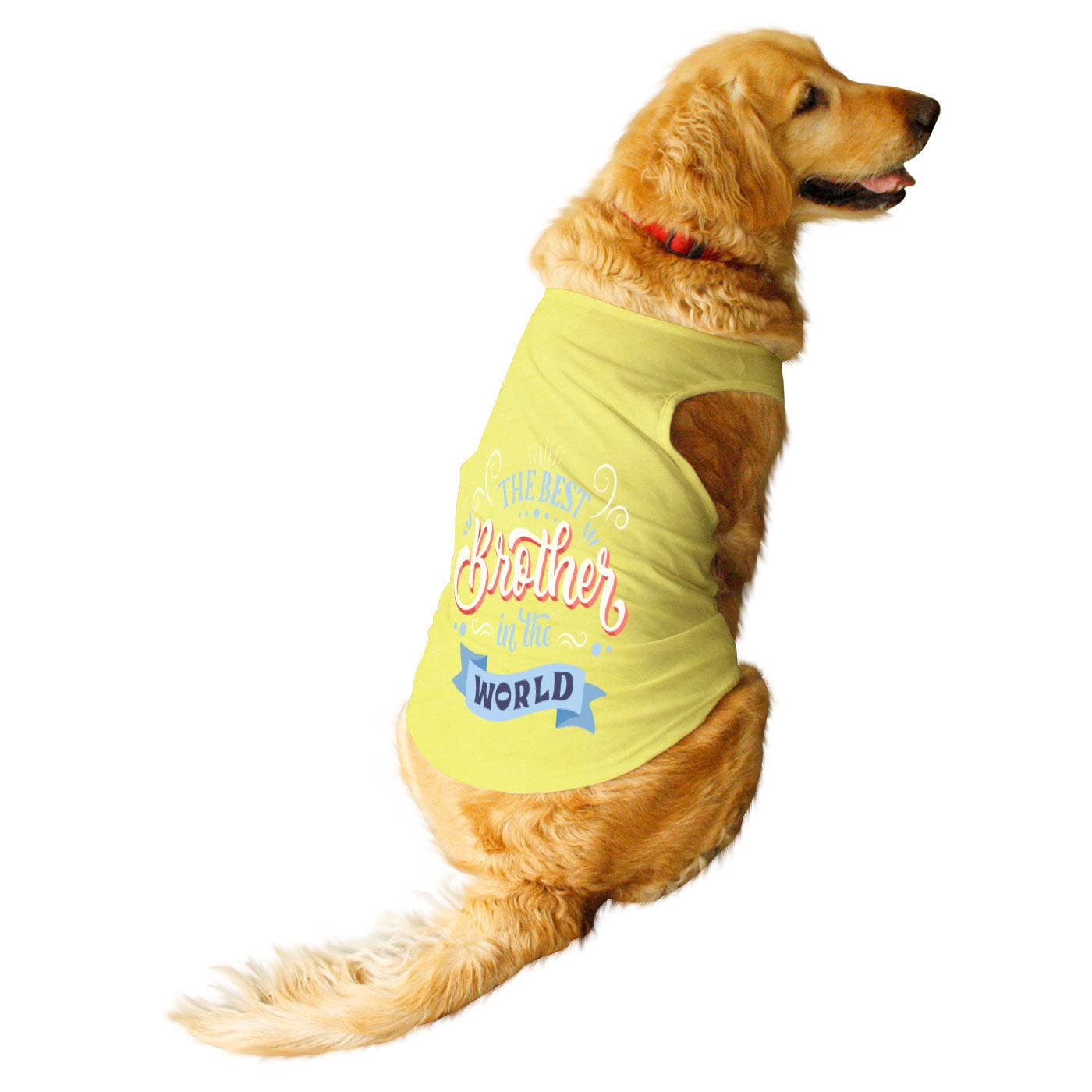 Ruse Pet Best Brother in The World Printed Dog Round Neck Sleeveless Vest Tank T-Shirt/Tees Apparel/Clothes/Tees Gift for Dogs(Lemon Yellow/XXL) (B0B8515B2M) Amazon Price History, Amazon Price Tracker