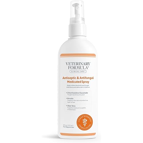 Veterinary Formula Clinical Care Antiseptic and Antifungal Medicated Spray for Dogs & Cats, 8 Fl Oz (1 Pack)