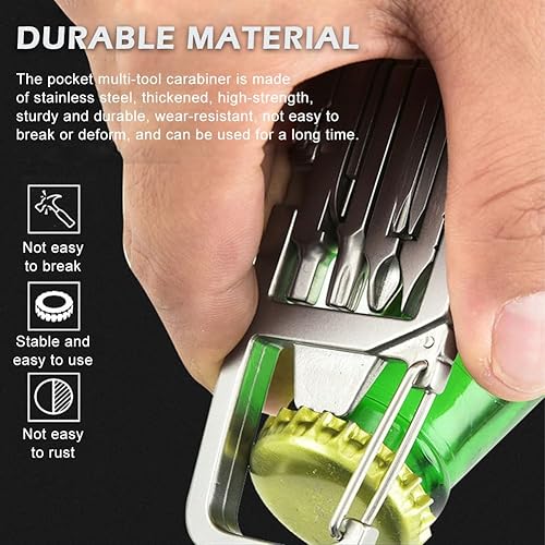 Miniatura 8 de Mini herramienta multiherramienta 12 en 1, llavero portátil, broca de destornillador multiherramienta, abrebotellas plegable para exteriores,