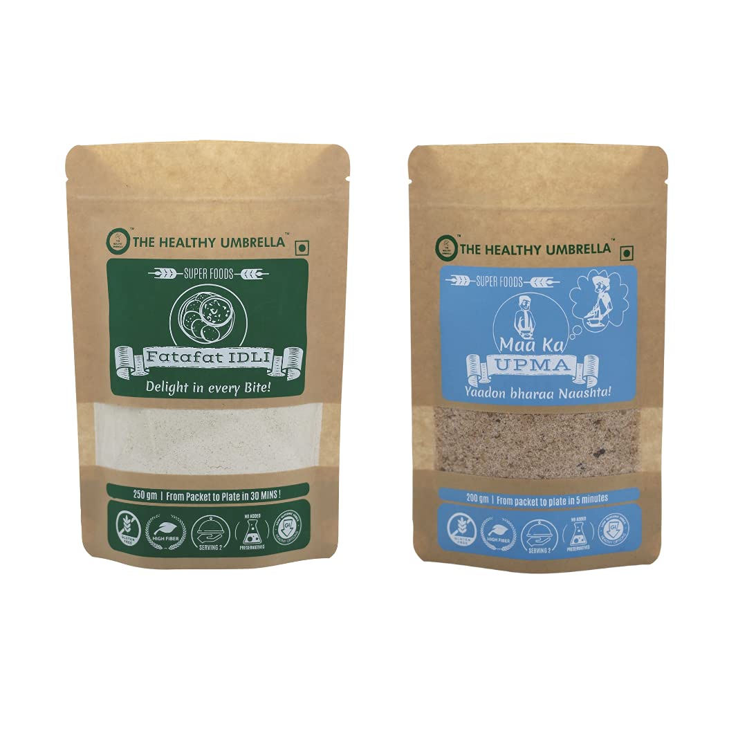 The Healthy Umbrella Instant Mix Multi Millet Idli (250g x 1) & Upma (200g x 1) Combo Nutritious Ready to Cook Breakfast High Fiber Gluten Free With Unpolished Millets (Pack of 2) (B09B222GP6) Amazon Price History, Amazon Price Tracker