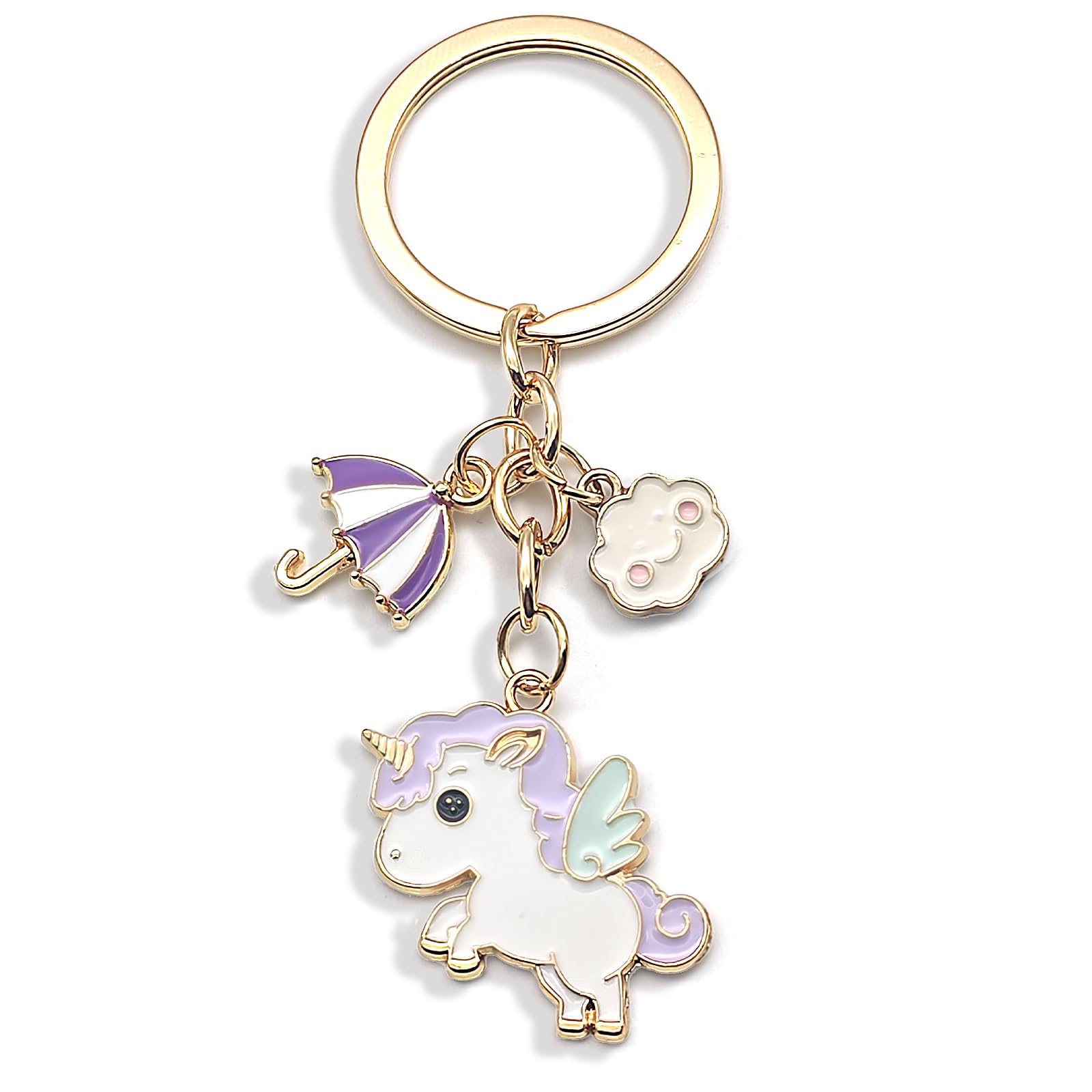 Zynara Einhorn Schlüsselanhänger mit Regenbogenanhänger, Glücksbringer Geschenk für Frauen, Lehrer, Geschenk für Einschulung, Weihnachten, Glücksbringer für Auto, Alltag