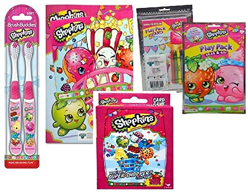 Shopkins Toothbrushes, Coloring Book, Jumbo Game Play Cards Plus Grab n Go Play Pack Bulk Packages