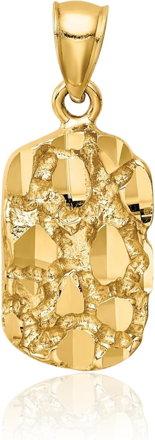 IceCarats 14K Solid Yellow Gold Chunky Nugget Necklace Chain Pendant Charm Only