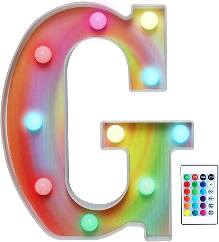 Letras con luces RGB en arcoíris