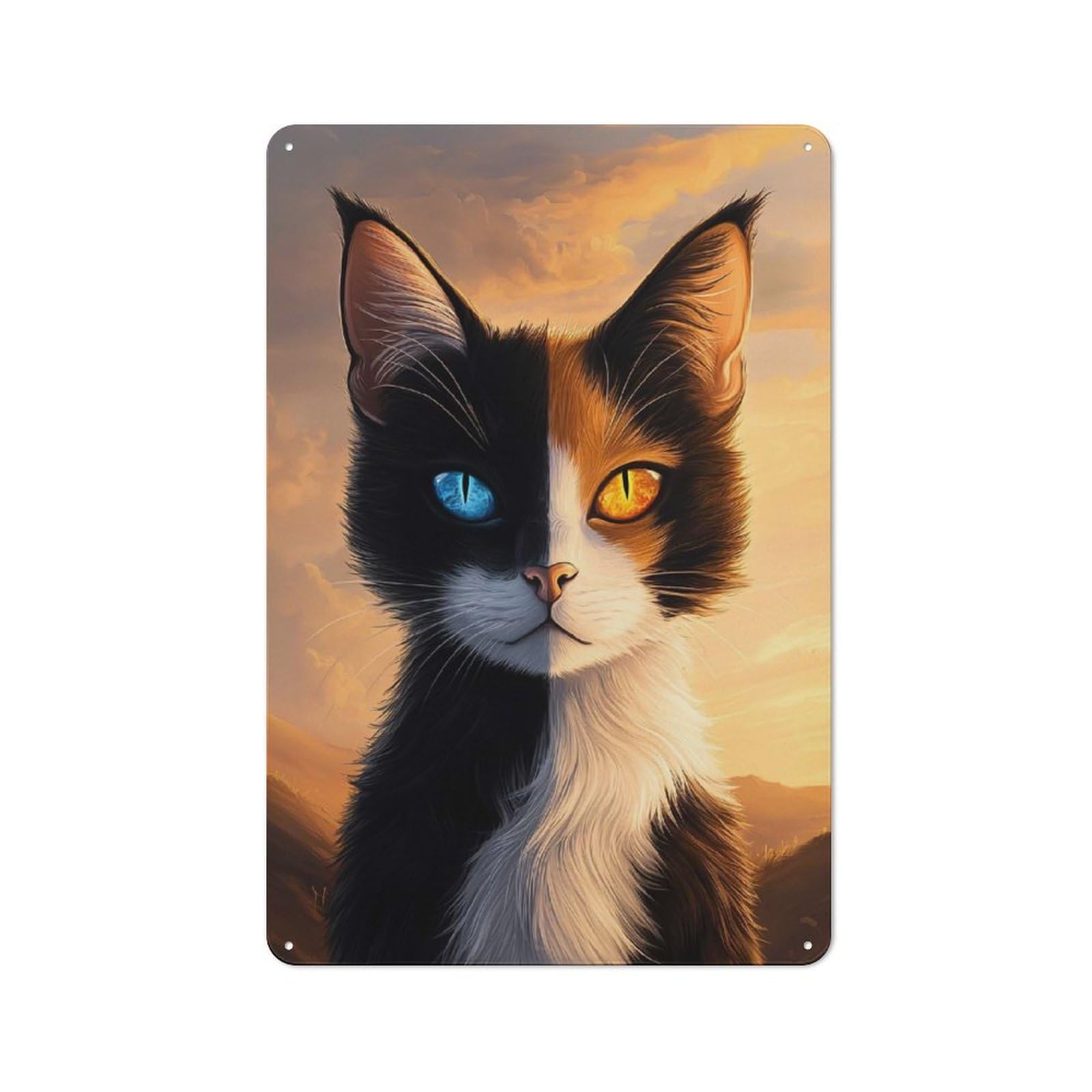 Modern Retro Calico Cat Metal Wall Art Sign 30x20cm, Studio Wall Art for Modern Home, Workshop, Office Or Cafe