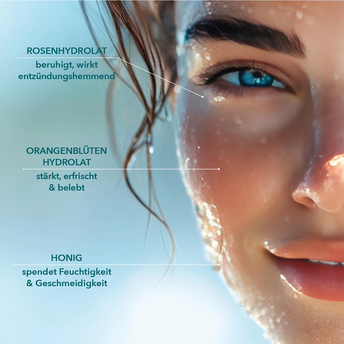 SK Naturkosmetik LEBENSFLUSS Gesichtswasser – mildes Blüten-Hydrolat Tonic für alle Hauttypen | mit Rosenhydrolat, Orangenblütenhydrolat & Honig | Feuchtigkeitsspendend, pH-regulierend