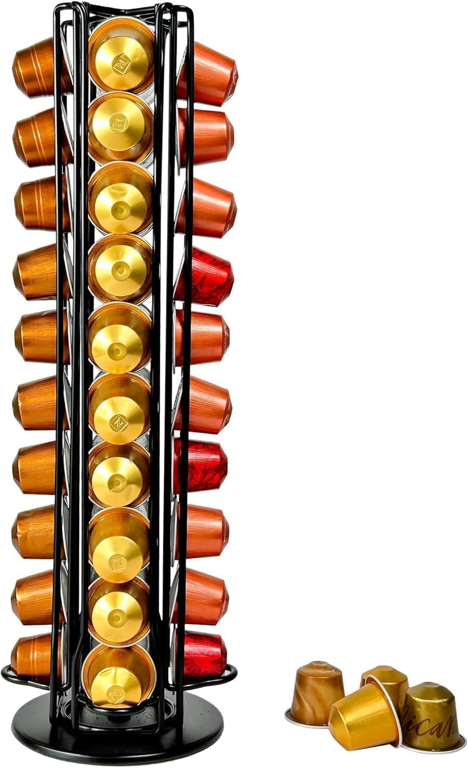 Wrobic Coffee Capsules Holder for Nespresso, lor coffee pod stand, Coffee Pod Holder for 40 Coffee Capsules, Rotating Design, Coffe Storage Rack for 40 Pcs Pods，Black