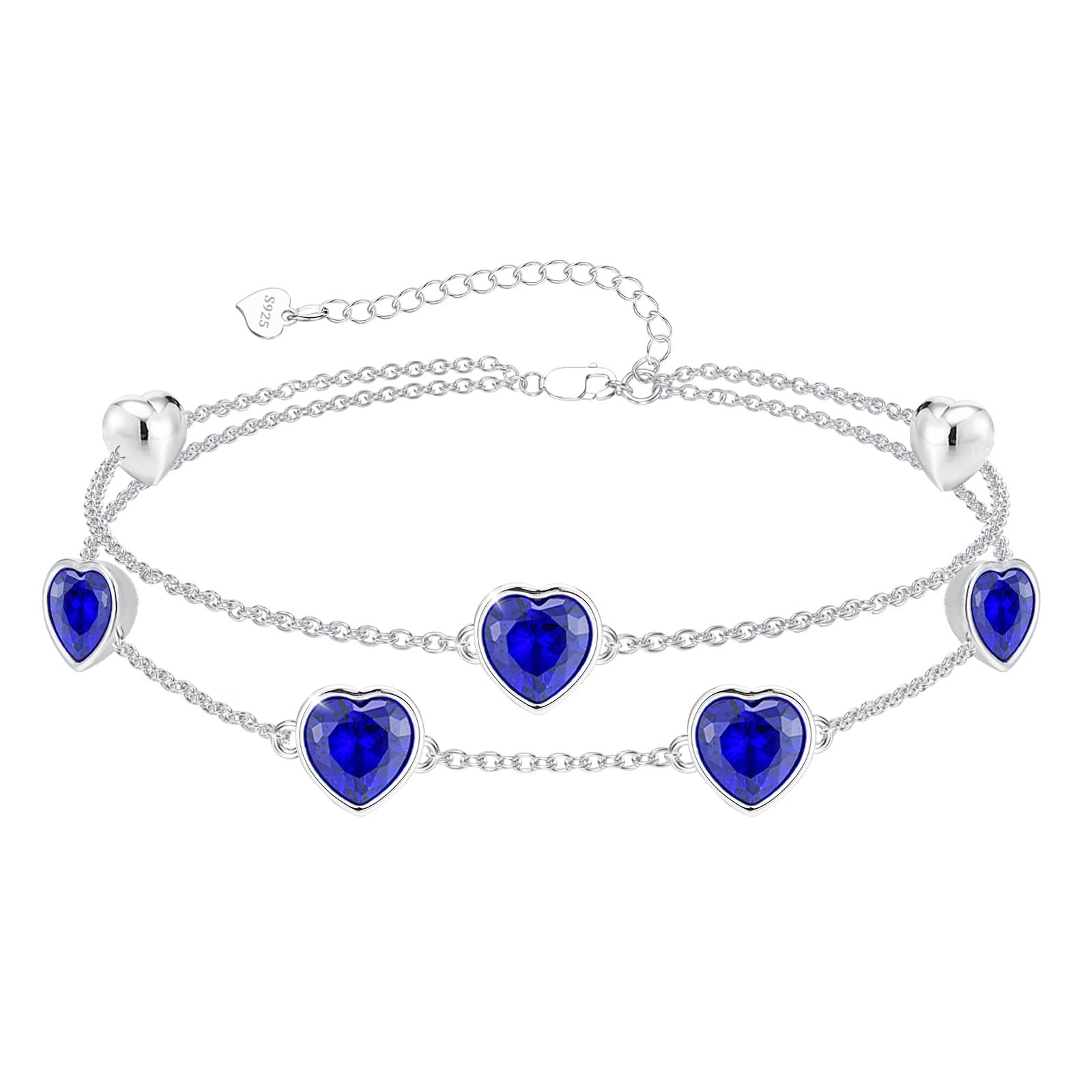 Miss Chipmunk Geburtsstein-Armband 925er Sterlingsilber Herz