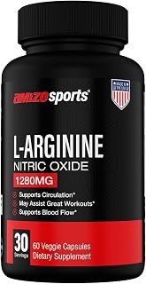 Amizo Nitric Oxide Supplements for Men – L-Arginine & L-Citrulline Malate 1280 Mg, Nitric Oxide Booster for Muscle Growth & Blood Flow – 60 Veggie Caps