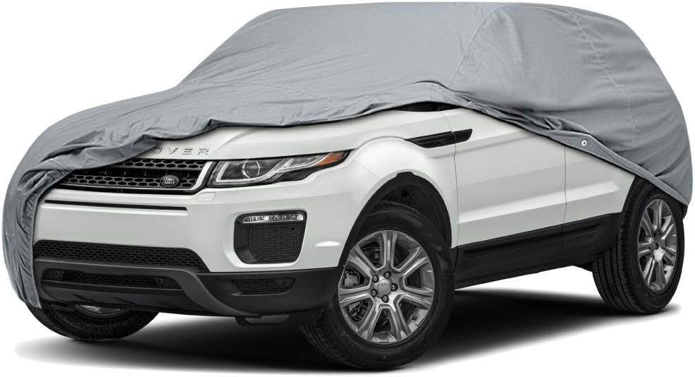 5 Layer Car Cover Fit up to 225 inches Length SUV, Full Coverage All Weather Protection Dustproof Windshield Snow Hail Protection, Durable Heavy Duty
