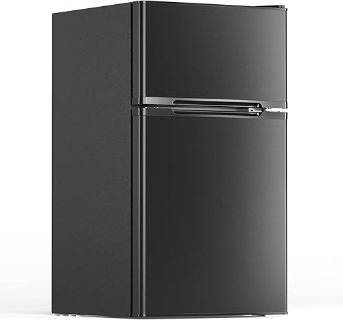 Miniatura 1 de Mini refrigerador de 3.1 pies cúbicos con congelador, refrigerador compacto de 2 puertas, mini refrigerador con estantes de vidrio extraíbles