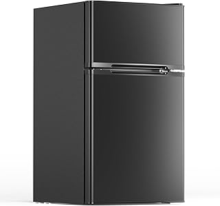 3.1 Cu.Ft Mini Fridge with Freezer, 2 Door Compact Refrigerator, Mini Fridge with Adjustable Removable Glass Shelves for Bedroom, Office, Dorm or Apartment, Black