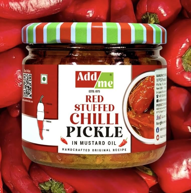 Add Me Red Stuffed Chilli Pickle 300 GMS | Bharwa Banarasi lal mirch ka achar 300 g Glass Pack
