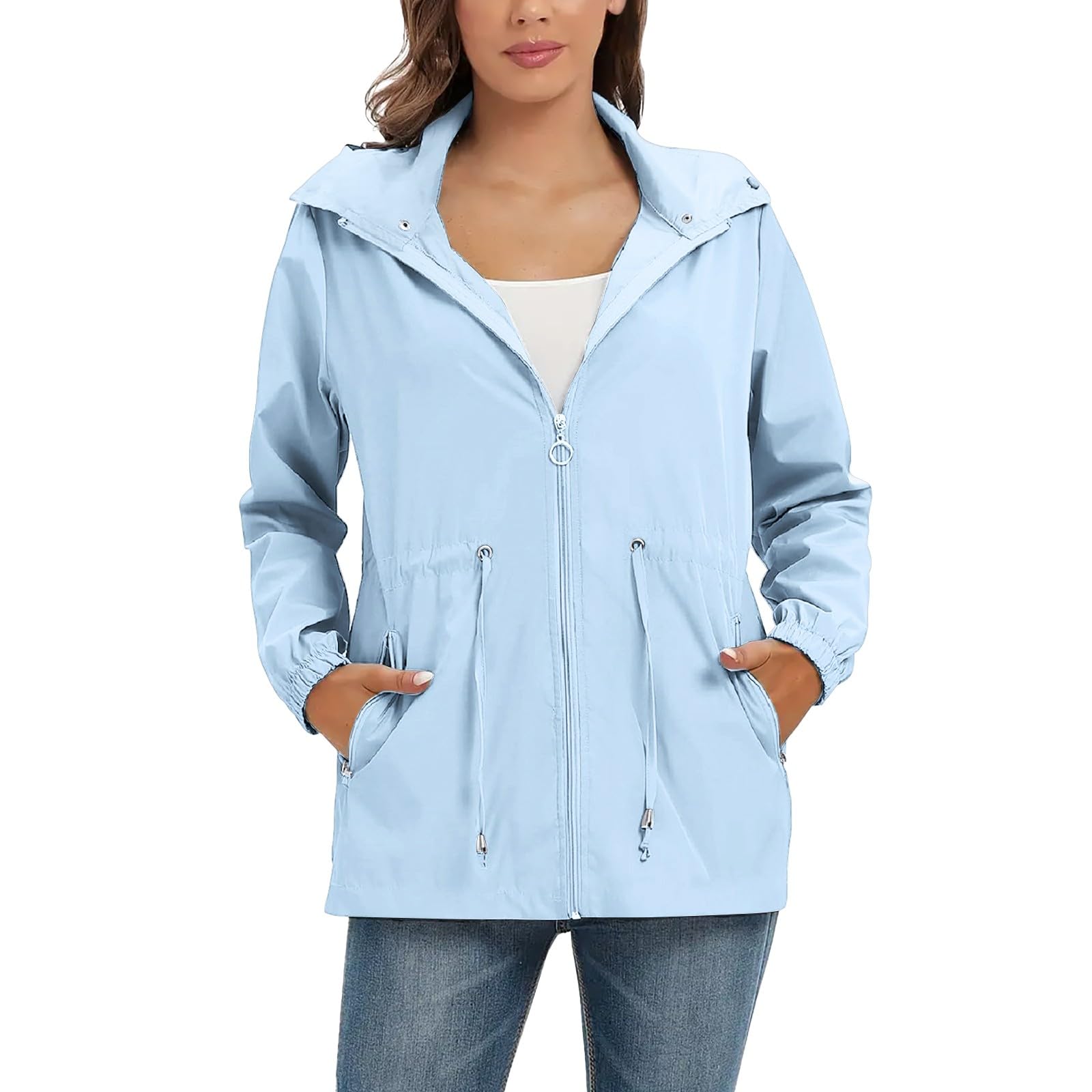 Impermeable running ropa rain jacket de mujer contra el viento frío 7