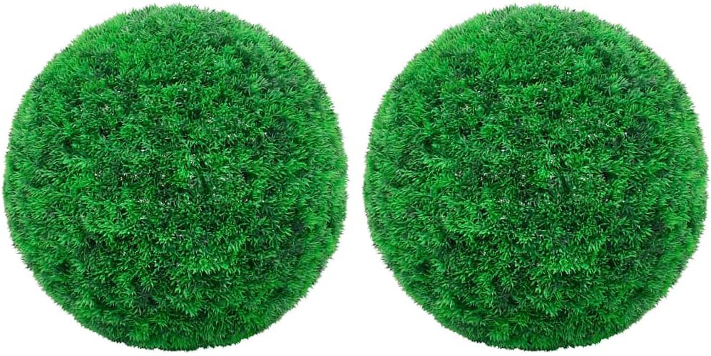 vidaXL Fake Plant 2 Pcs, Faux Boxwood Ball for Garden Decor, Artificial Boxwood Plant Ball Shaped for Planter, Boxwood Ball Artificial Plant, 17.7"