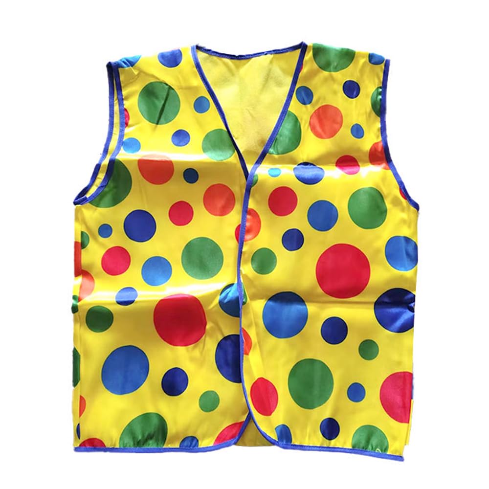 Hsthe Sea 5Pcs Clown Costume Kit: Clown Nose, Wig, Bow Tie, Vest for Halloween Parties & Performances, Multicolored - Image 2