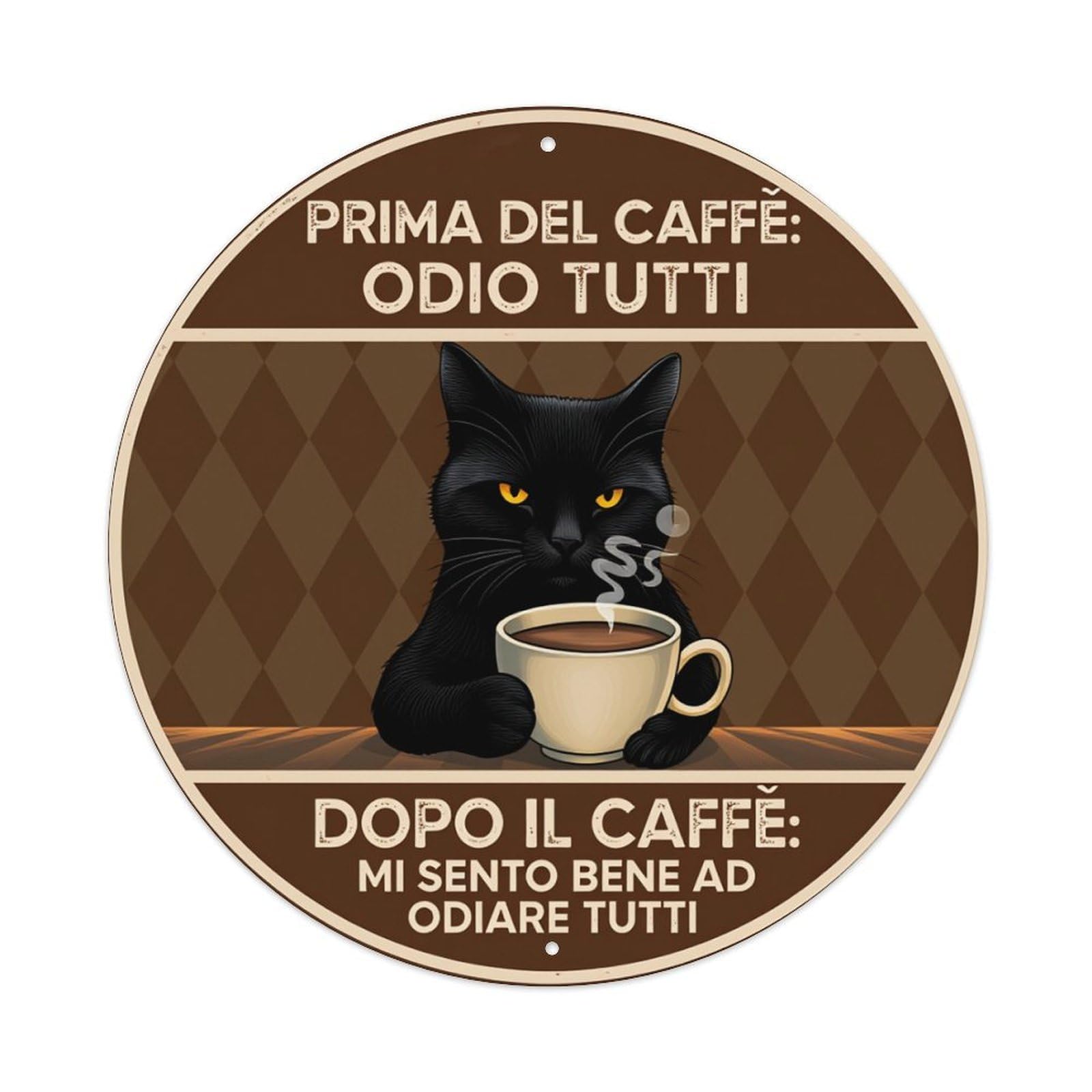 Black Cat Coffee Cup Steam Metal Tin Sign Plaque