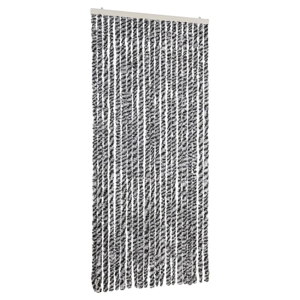 vidaXL Chenille Fly Curtain Screen - Insect/Mosquito Barrier, Easy Clean, Privacy & Insulation, Grey/Black/White, 90x200cm