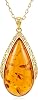Collar Vintage de Ámbar con Forma de Lágrima para Mujer, Colgante de Ámbar Báltico Bañado en Oro 14K, Joyería Inspirada en la Naturaleza, Regalo para Ella 1