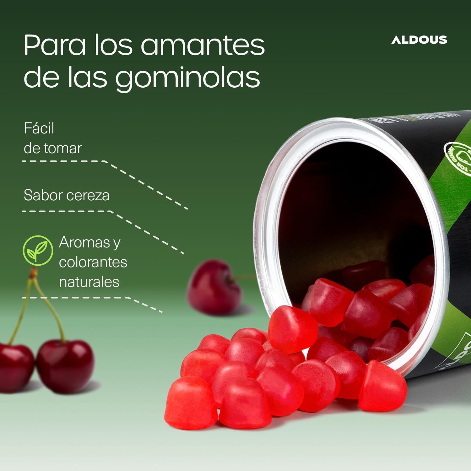 120 Probioticos Gominolas Kids + Vitamina C -Sabor Cereza- Flora intestinal | Gummies con Bifidobacterium, Lactobacillus, Vitaminas B3, B5, B6 y C - Estreñimiento, Buena Digestión, Hinchazón - ALDOUS