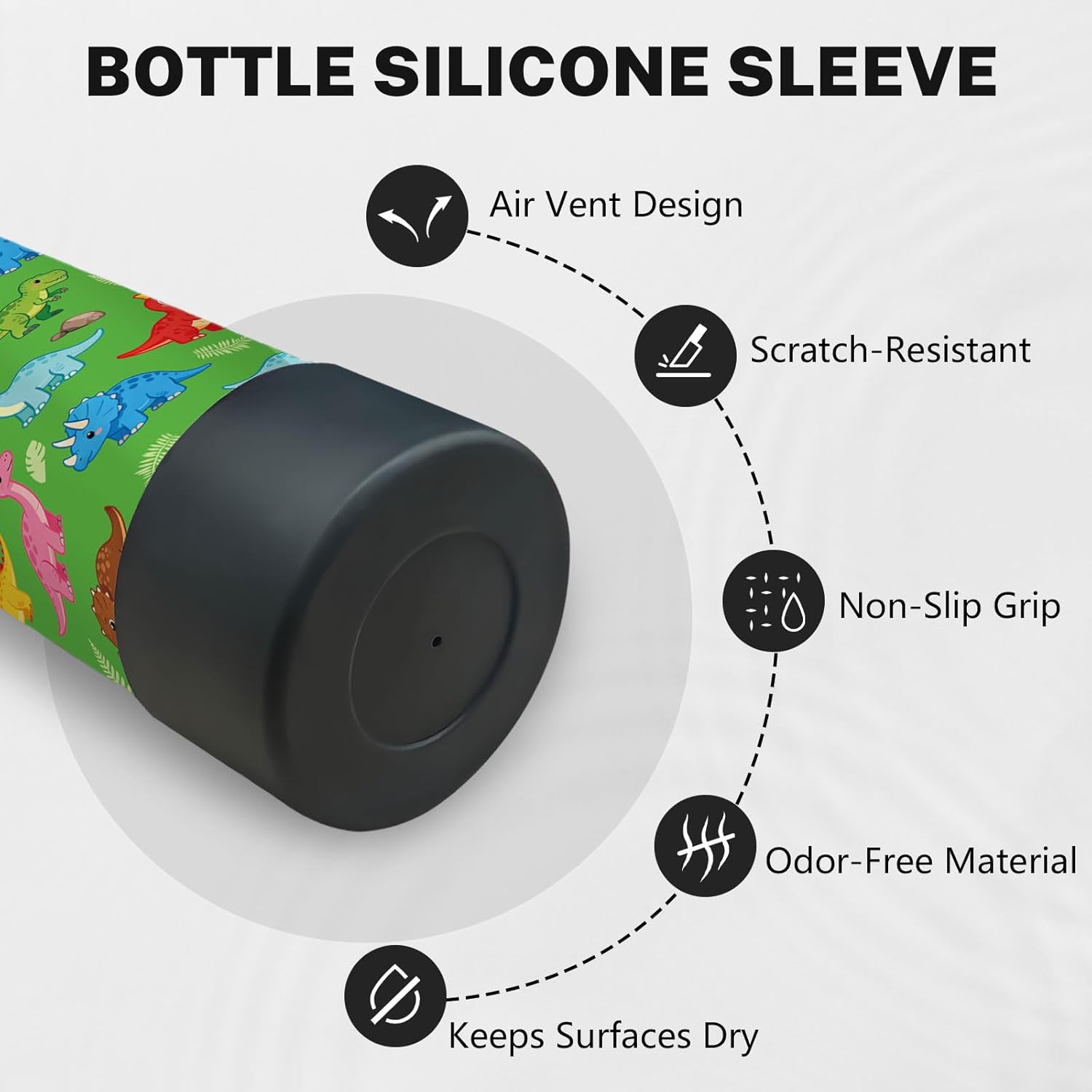 Dinosaur Water Bottle for Son, Stainless Steel Insulated Tumbler for Home with 2 Lids & Handle, Antislip Silicone Boot, 18oz Reusable Leak-proof Bottle for Sports, 1 PCS - Image 7
