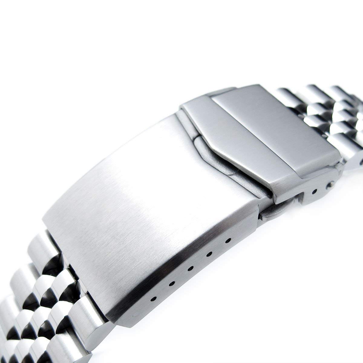 MiLTAT 20mm Super-J Louis 316l Edelstahlarmband gerades Ende, gebürstete V-Schließe