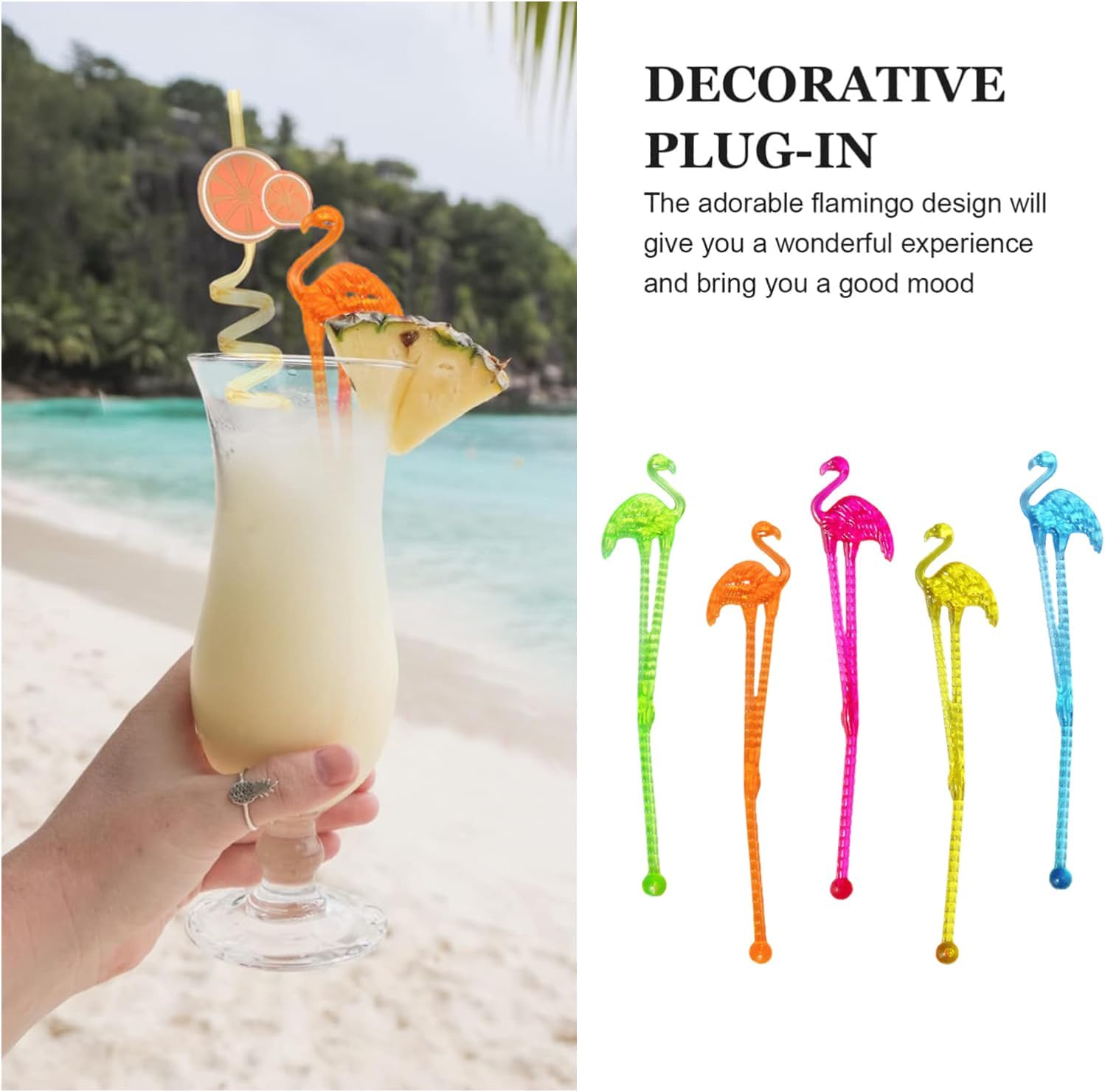 50 plastic flamingo mixing stick cocktail milk tea coffee juice drink mixing stick stirring stick
