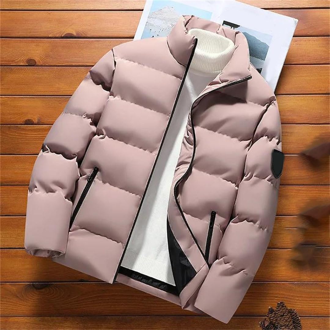 Mens Parkas Down Coat Winter Thicken Stand Collar Zipper Male Outerwear Long Sleeve Casual Versatile Jacket