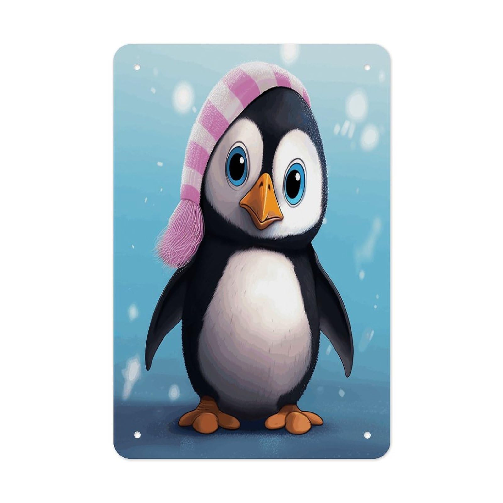 Lovely Penguin Metal Tin Sign Wall Decor Funny Retro Sign Weatherproof Metal Wall Art for Indoor Or Outdoor Retro Tin Signs for Kitchen Office Home Bar Decor 11.8 X 7.9 Inch