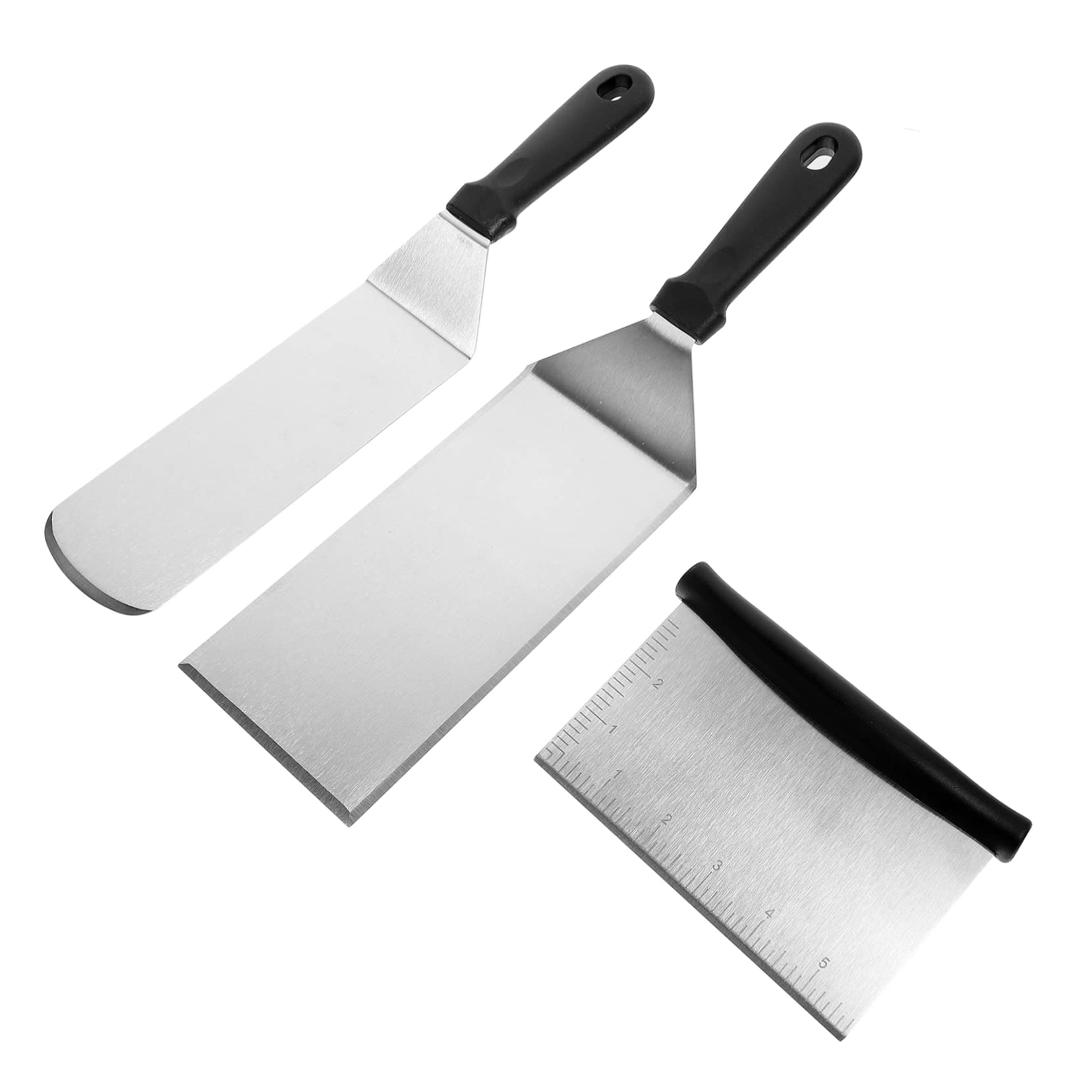 BESTYASH Spatule Facile à Nettoyer Manche en Pp en Acier Inoxydable Set de 3 Pièces pour Barbecue pour Cuisson et Service Cuisine