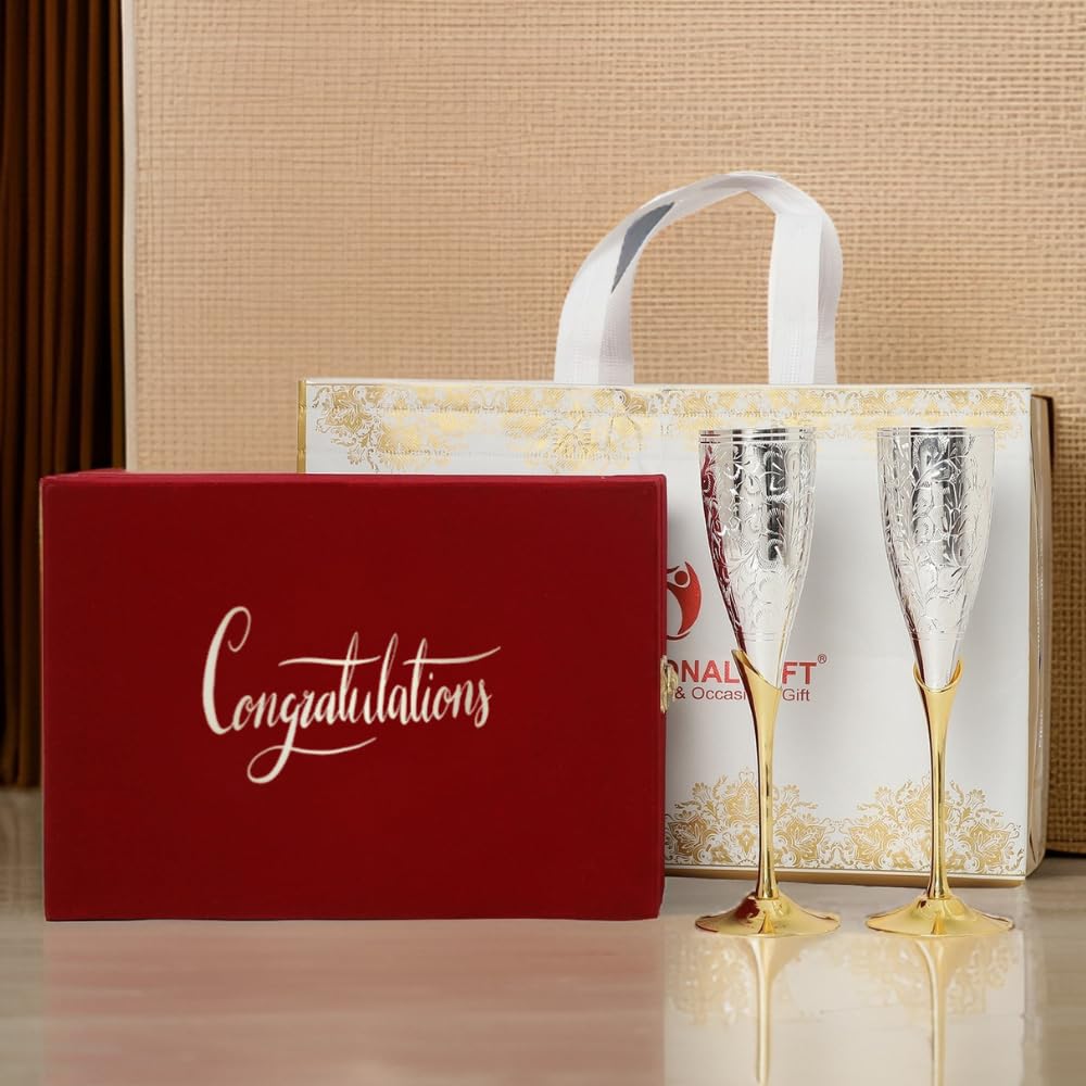 German Silver Wine Glasses - Gift Set with Velvet Box -1