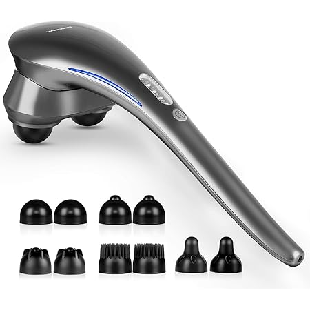 Hangsun Cordless Neck Back Masssger Handheld Deep Tissue Percussion Massage for Shoulder, Leg, Calf, Foot, Muscle Pain Relief MG700 Rechargeable Electric Double Head Full Body Massagers