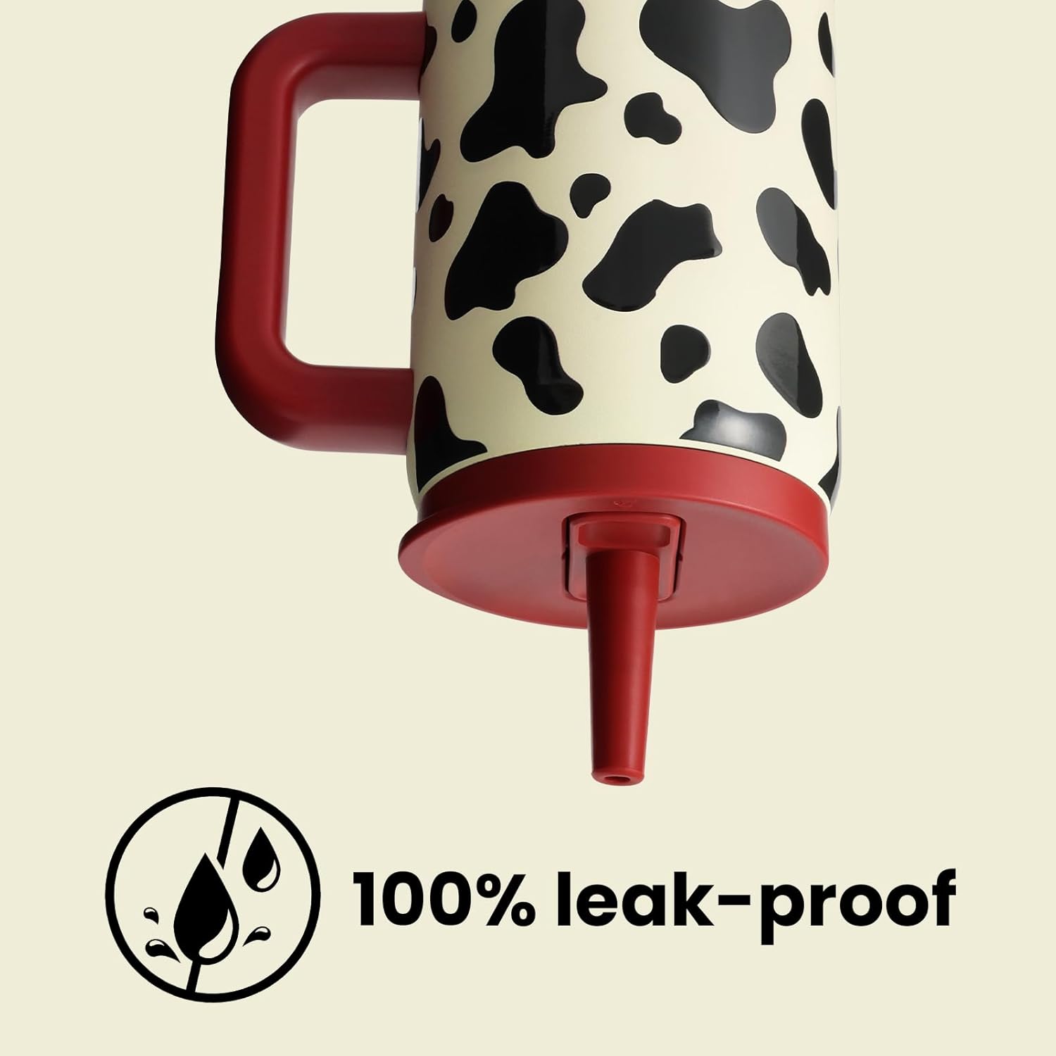 BOTTLE BOTTLE 30 oz Tumbler with Lid and Straw, Stainless Steel Travel Mug, Tumbler with handle, Water Bottle with straw for College Office, Gifts for Women Him Her (Cow) - Image 4