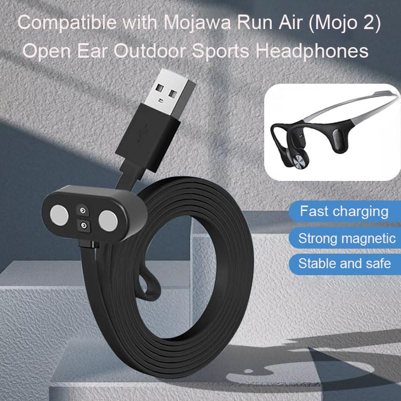1-Pack 2pin Magnetic Charging Cable for Mojawa Run Air Mojo 2 Bone Conduction Headphones Charger USB Charging Cord(Black) image 4