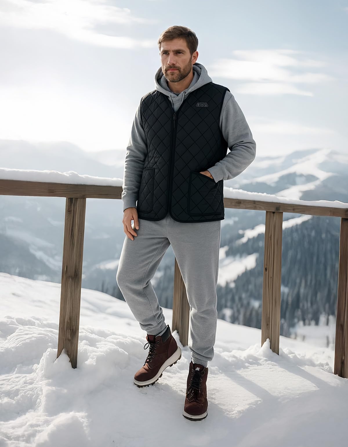 KEMIMOTO Gilet Riscaldato Uomo, Elettrico Gilet Riscaldato con 8 Elementi Riscaldanti, USB Giubbotti Riscaldati con 3 Temperature per Lavoro Sci Escursionismo Caccia Moto (Senza Batteria)