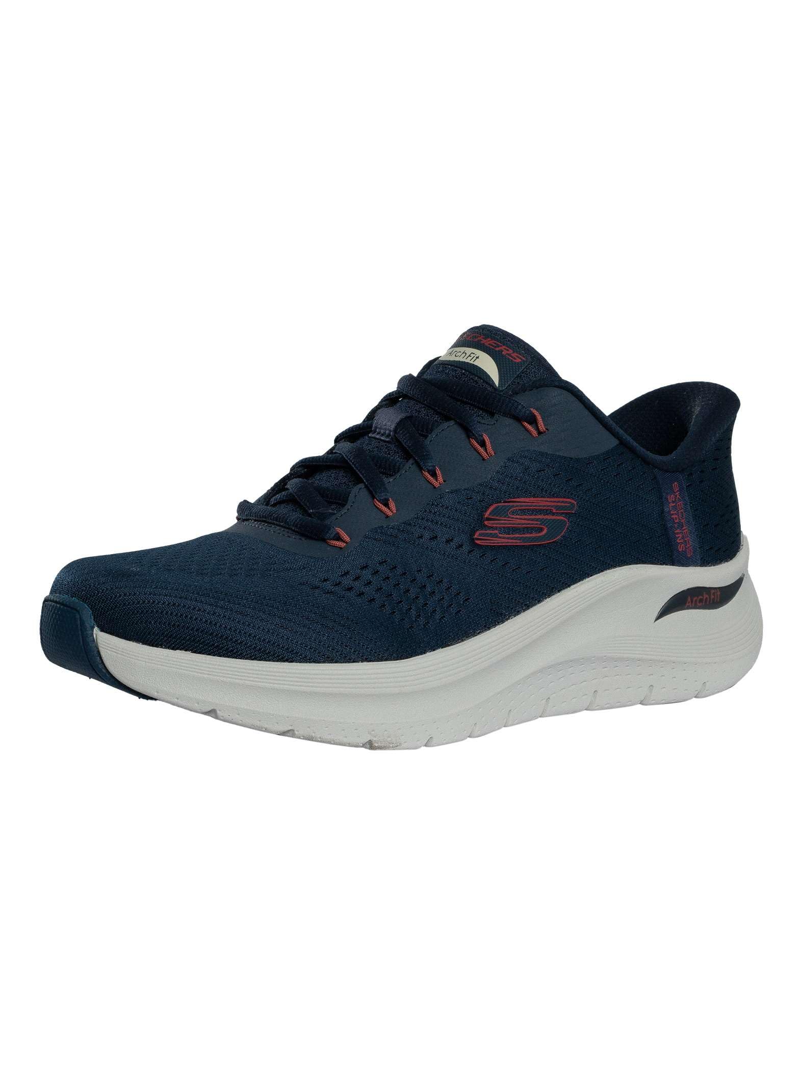 Skechers Men's Navy Arch Fit 2.0 Lestur Textile /Red Trainers Uk Size 12