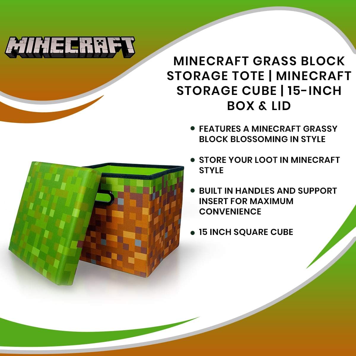 Minecraft Grass Block Storage Cube Organizer Minecraft Storage Cube