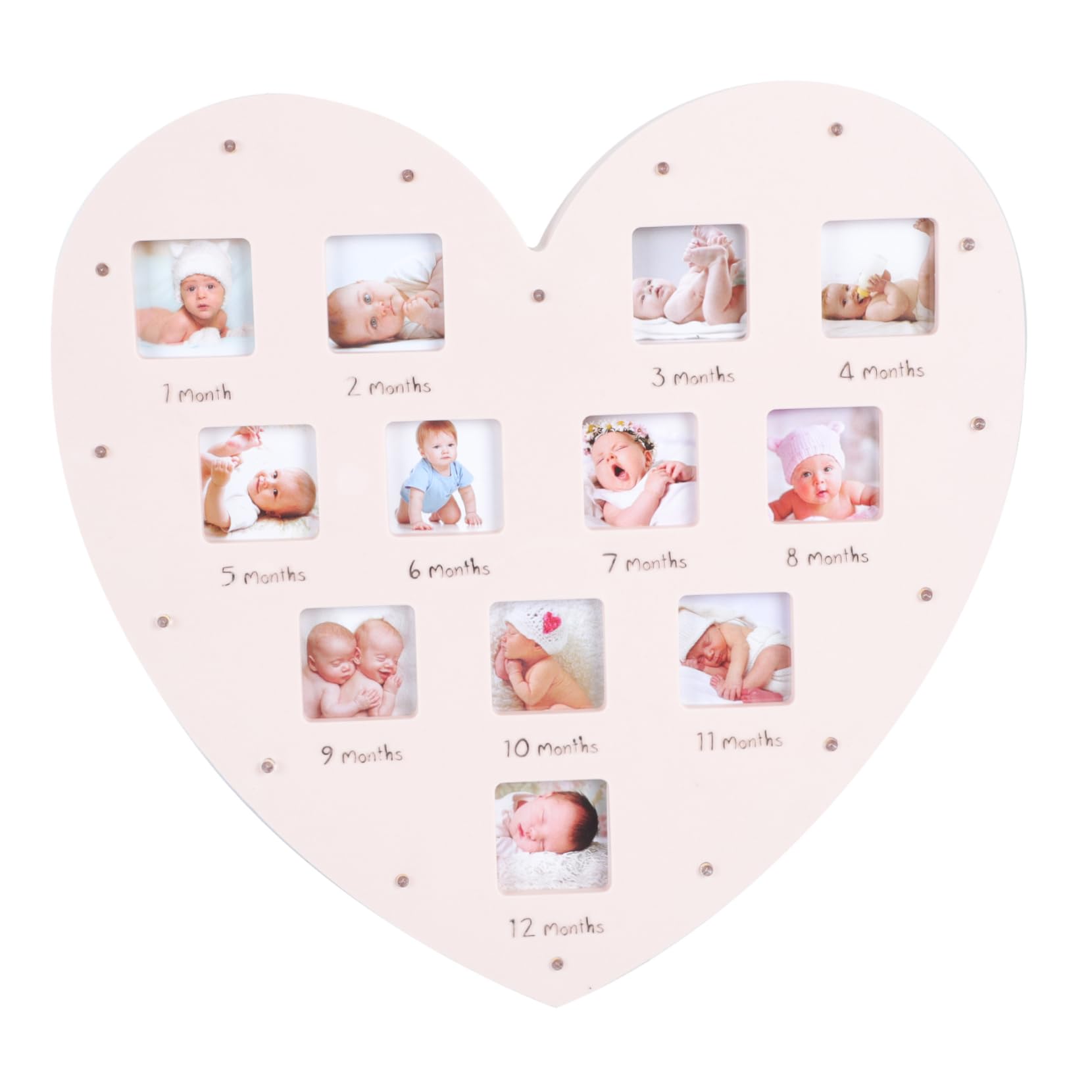 Yardwe 4 Pièces Cadre Photo Cœur Lumineux pour Mois Décoration de Bureau Durable et Souvenir Personnalisé Première de Naissance