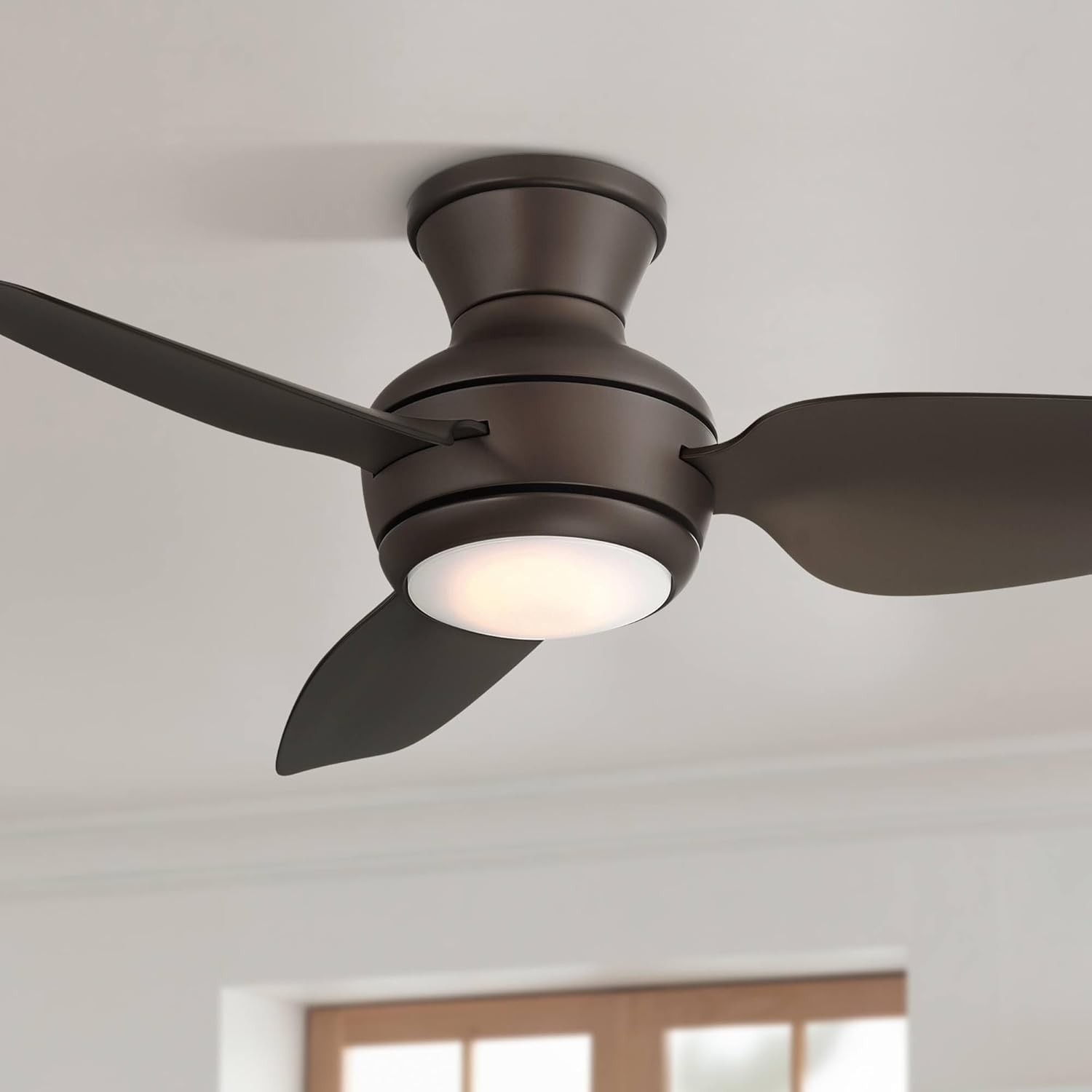 Casa Vieja 36" Whirl Modern Industrial Indoor Cottage Core Outdoor Ceiling Fan 3 Blade LED Light Remote Control Emperial Bronze Finish Brown Blades Bedroom Patio Living Room Flush Mount Decorative