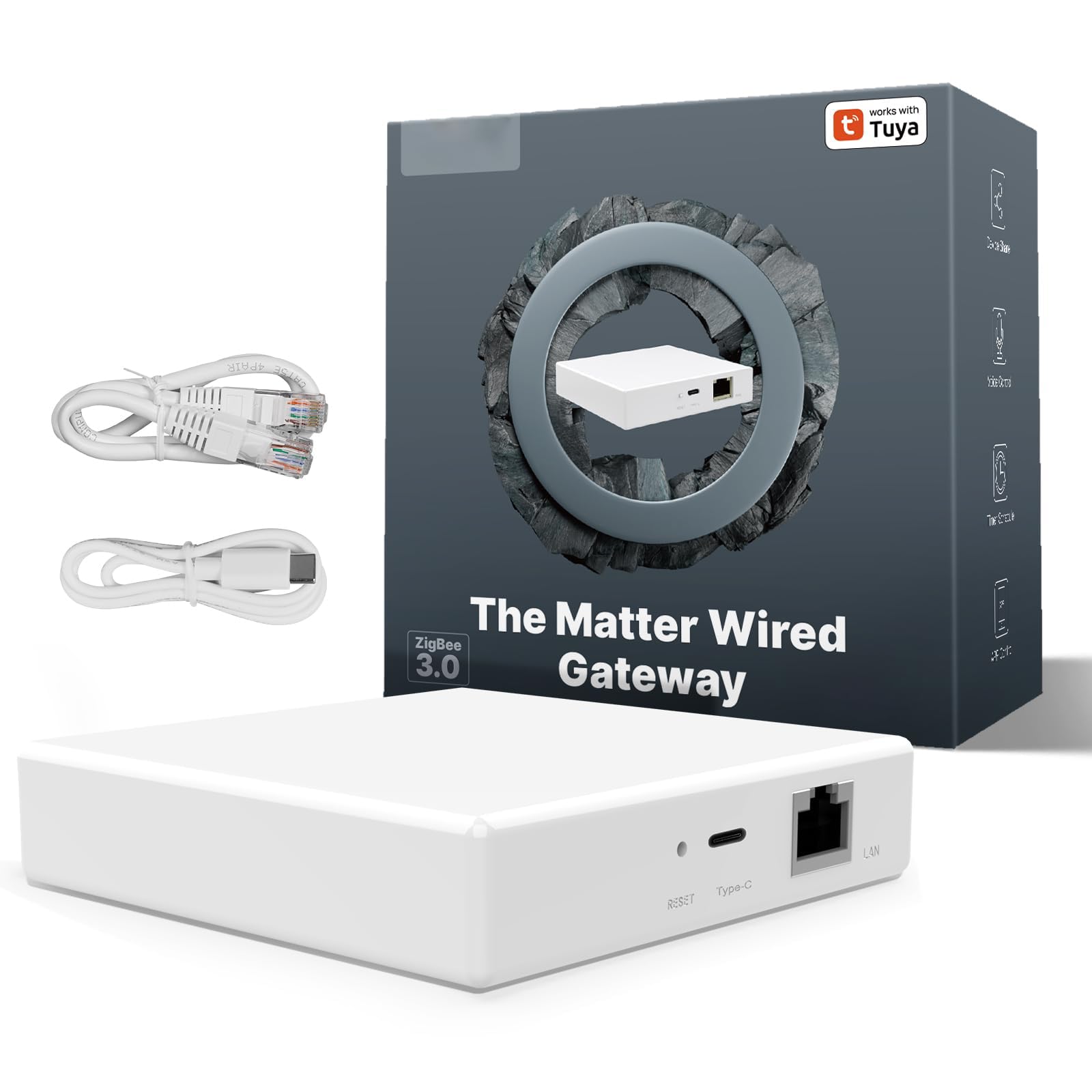 NALACALMatter ZigBee Gateway, Smart Home Hub Wired Bridge, Smart Hub Gateway, Multi-protocol Communication Gateway, remote control, Support Smart Things, Homekit and Tuya, Require 2.4GHz WiFi