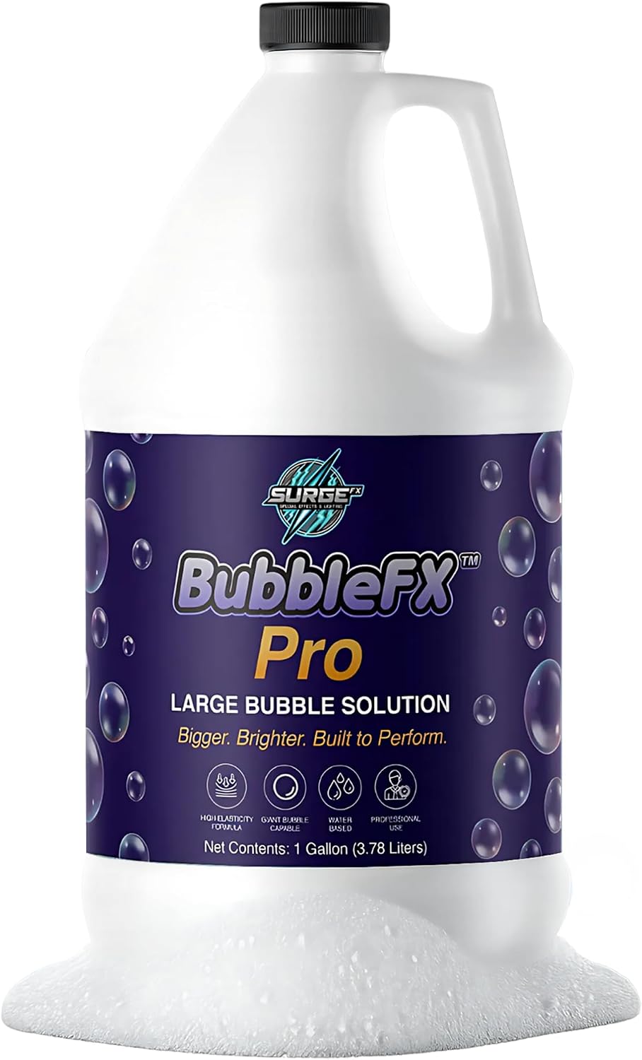 SurgeFX BubbleFX Pro Large Bubble Solution, 1 Gallon - Professional Bubble Machine Fluid for DJs, Stages & Events